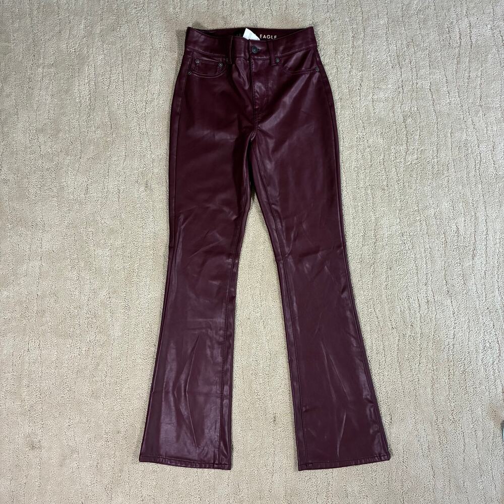 American Eagle NWT Plum Purple Pleather High Rise Bootcut Flare Pants Grunge Y2K